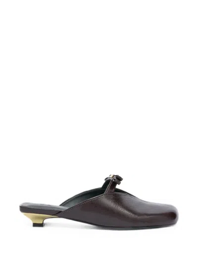 Ganni Sue Kitten-heel Mules In Brown In Braun