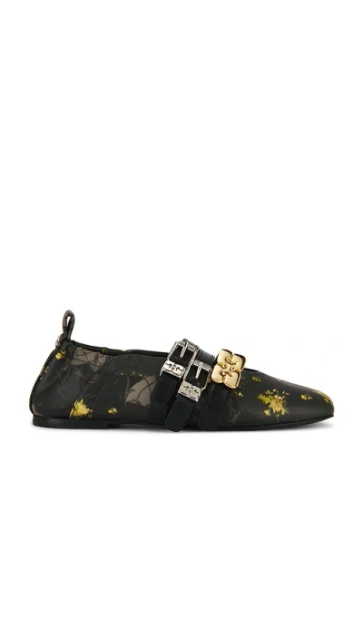 Ganni Sue Triple Ballerina In Brown