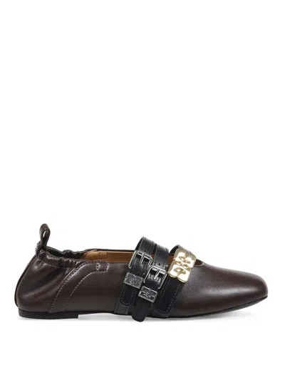 Ganni Sue Triple Ballerina In Black