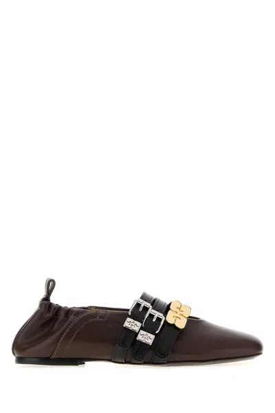 Ganni Sue Triple Ballerina Flat In Brown