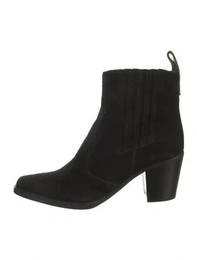 Pre-owned Ganni Suede Boots In Black