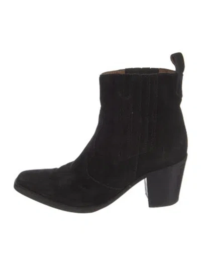 Pre-owned Ganni Suede Boots In Black