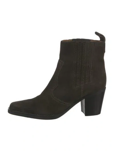 Pre-owned Ganni Suede Boots In Green