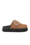 Ganni Female Sabots With Buckle In Chocolate Fondant