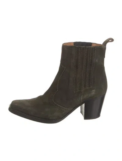 Pre-owned Ganni Suede Chelsea Boots In Green