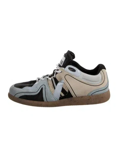 Pre-owned Ganni Suede Colorblock Pattern Athletic Sneakers In Blue