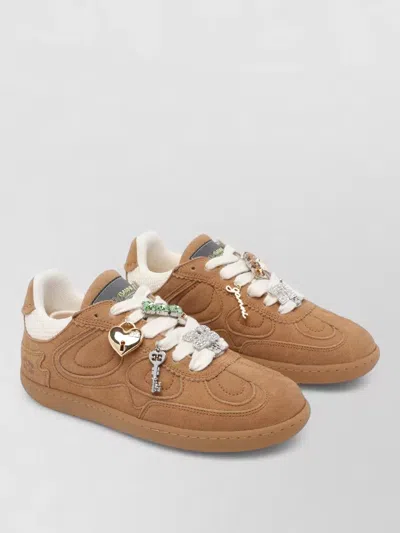 Ganni Suede Leather Low-top Sneakers In Brown