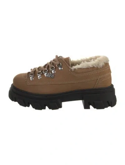 Pre-owned Ganni Suede Loafer Sneakers In Neutral