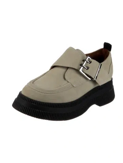 Pre-owned Ganni Suede Oxfords In Neutral