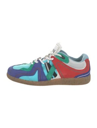 Pre-owned Ganni Suede Printed Athletic Sneakers In Blue