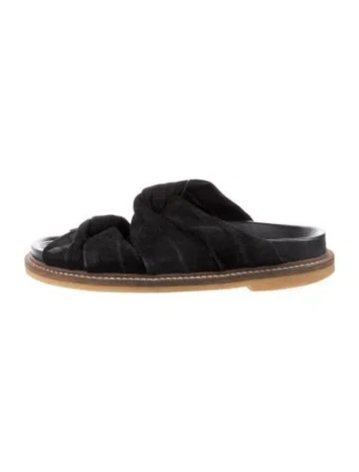 Pre-owned Ganni Suede Slides In Black