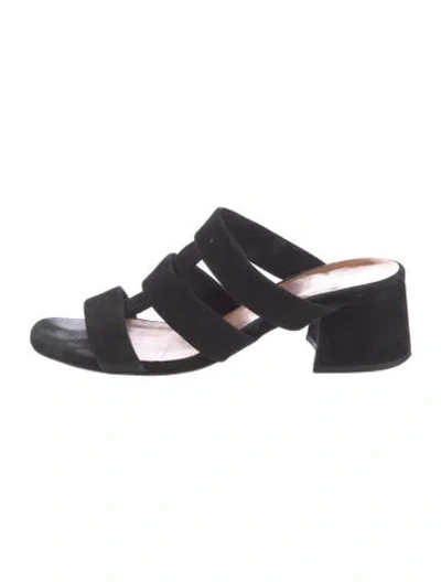 Pre-owned Ganni Suede Slides In Multi