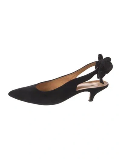 Pre-owned Ganni Suede Slingback Pumps In Black