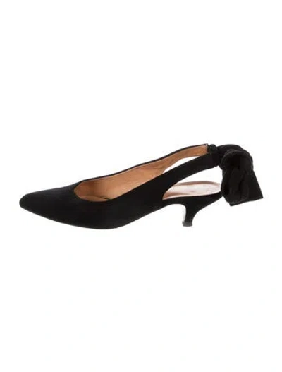 Pre-owned Ganni Suede Slingback Pumps In Black