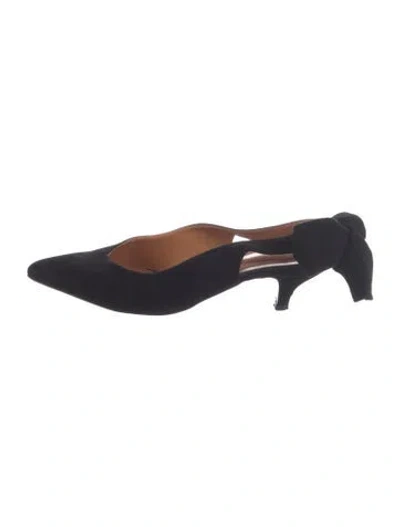 Pre-owned Ganni Suede Slingback Pumps In Blue