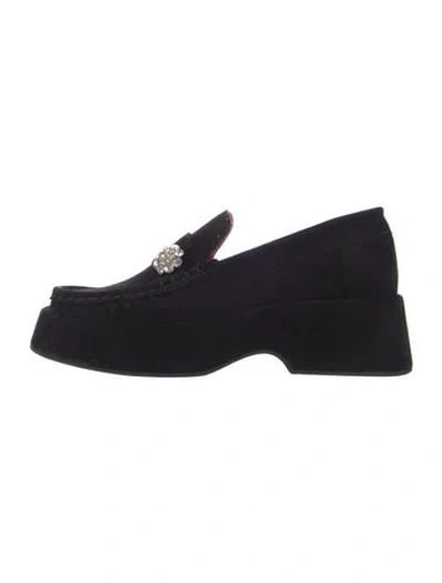 Pre-owned Ganni Suede Sneakers In Black