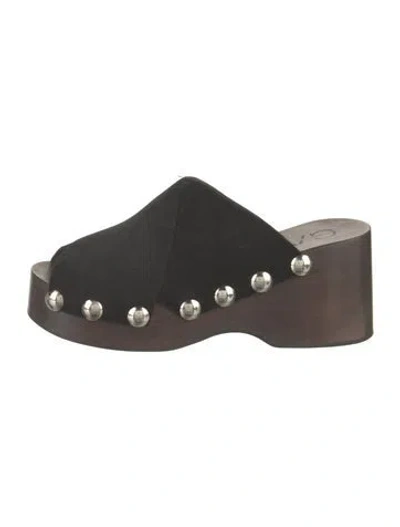 Pre-owned Ganni Suede Studded Accents Mules In Brown