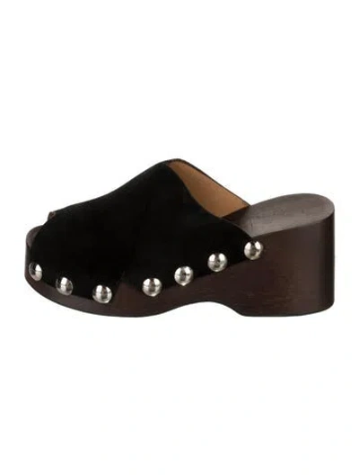Pre-owned Ganni Suede Studded Accents Sandals In Black