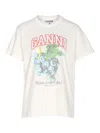 Ganni Grapes Basic Cotton Jersey T-shirt In White
