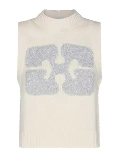 GANNI WHITE WOOL KNITWEAR