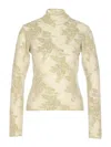 Ganni Womens Olive Night Flower Mock-neck Knitted Jumper In Green