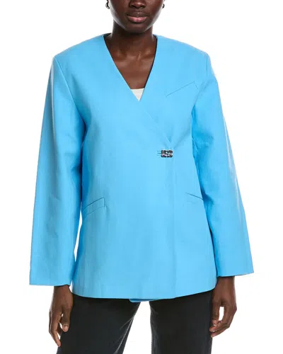 Ganni Suiting Boxy Blazer In Blue