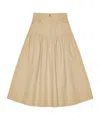 Ganni Womens Pale Khaki Summer Suiting Gathered Cotton And Linen Midi Skirt In Nude