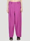 Ganni Pleated High-rise Wide-leg Pants In Purple