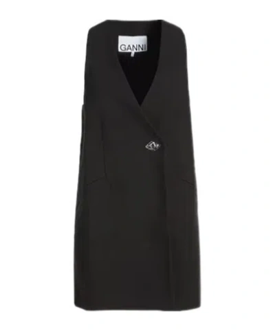 Ganni Suit-style Vest In Black