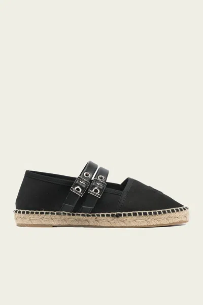 Ganni Summer Espadrille In Black In White