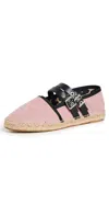 Ganni Round Toe Canvas Espadrilles In Chalk Pink