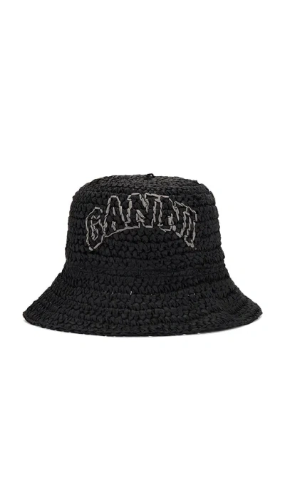 Ganni Summer Straw Hat In 黑色
