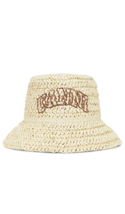 Ganni Beige Summer Bucket Hat In 859 Almond Milk