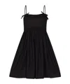 Ganni Black Sleeveless Dress With Spaghetti Straps And Bow Detail On The Rear In Black