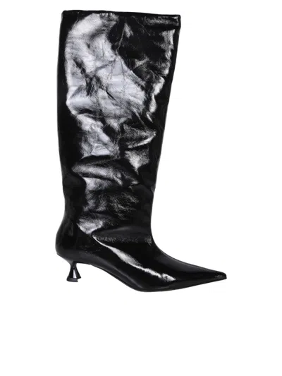 Ganni Ankle Boots With Design And Fit In Black