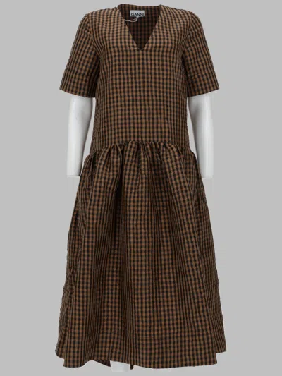 Ganni Sustainable Mini Dress For Women In Brown