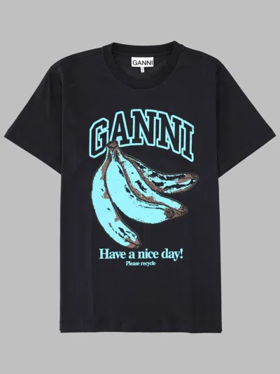Ganni Sustainable Organic Cotton T-shirt For Women In Black