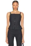 Ganni Dark Grey Stripe Suiting Vest Top In Phantom