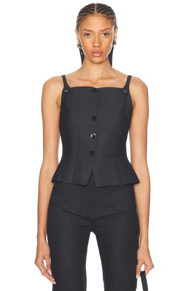 Ganni Dark Grey Stripe Suiting Vest Top