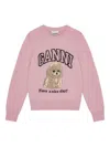 Ganni Wool Sweater With Poodle In Animal Print