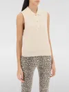 Ganni Sleeveless Polo Shirt In 米色