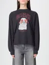 Ganni Organic Cotton Crew Neck Graphic Sweater In Black