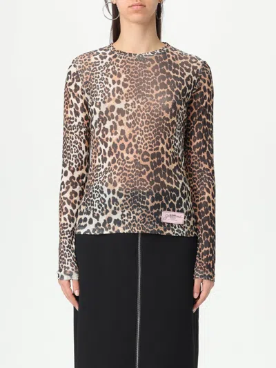 GANNI T-SHIRT GANNI WOMAN COLOR BROWN,G51774032