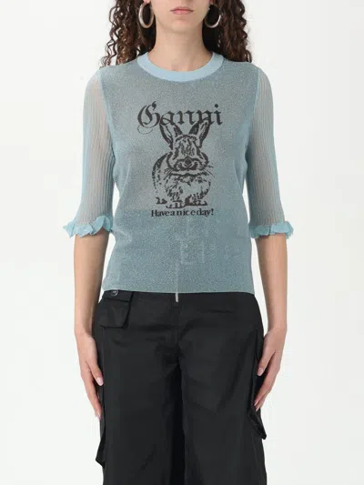 GANNI SWEATER GANNI WOMAN COLOR GNAWED BLUE,G89455011