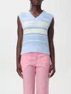Ganni Wool Vest Knitwear Light Blue In Gnawed Blue