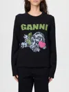 Ganni Dark Grey Puppy Wool-blend Sweater Women In Black