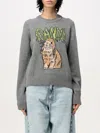 Ganni Bunny Wool Crewneck Sweater In Grau