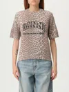 Ganni Leopard Print Wool Mix T-shirt