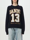 Ganni Graphic Wool Mix Sweater In Sky