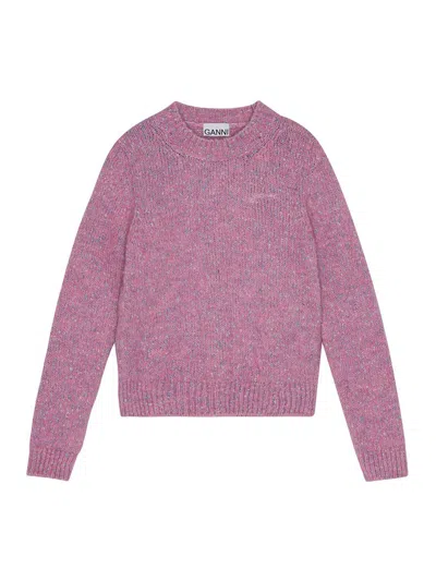 Ganni Alpaca Cotton Mix O-neck In Pink